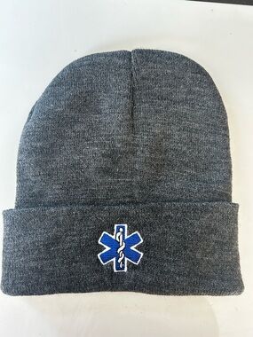 Embroidered Medical Star Beanie - Gray
